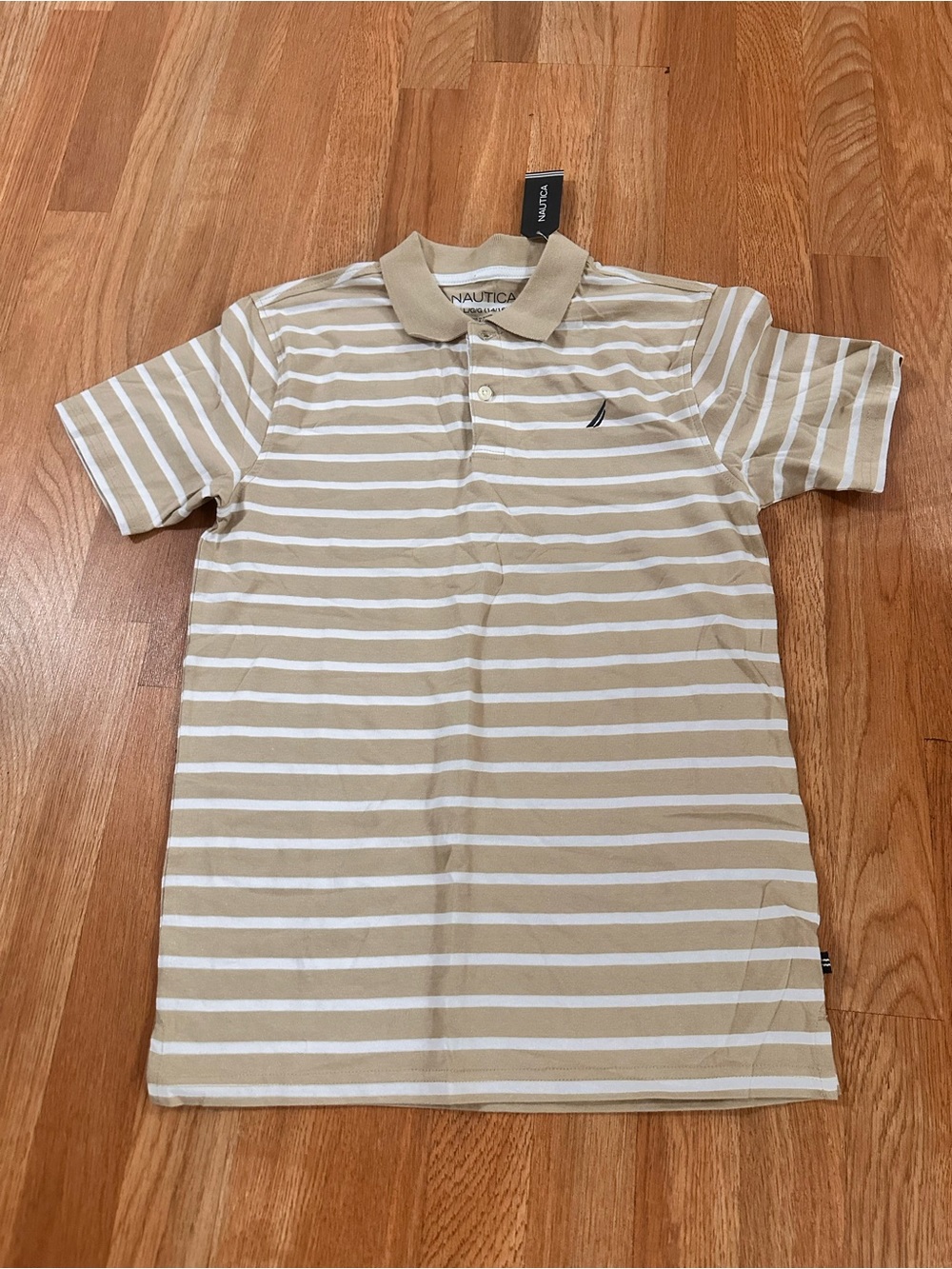 Nautica boy Beige and White Striped Polo